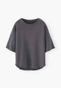 Loopback-T-Shirt, Stahlgrau, webstill