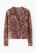 Bedruckter Cardigan, Ingwerbraun, webstill