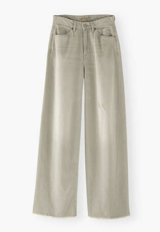 Mittelhoch taillierte Jeans mit weitem Bein, Blasses Grau, webstill