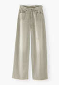 Mittelhoch taillierte Jeans mit weitem Bein, Blasses Grau, webstill