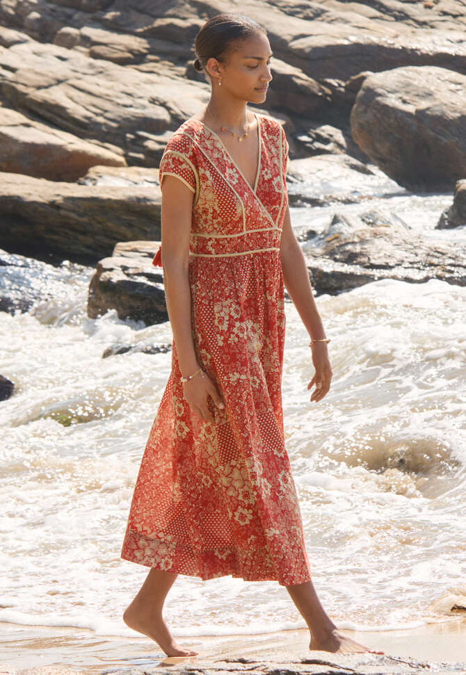 Bedrucktes Maxikleid, Scharlachrot, completeTheLook