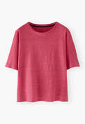 Kastiges T-Shirt, Kirschrot, webstill