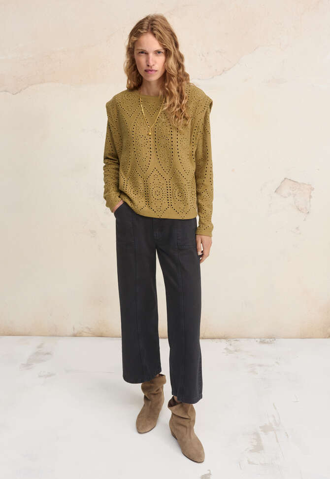 Broderie-Top, Goldenes Oliv, completeTheLook