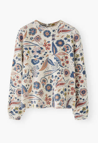 Bedrucktes Jersey-Sweatshirt, Perle/Denim, webstill
