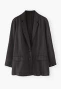 Entspannter Blazer, Kohlschwarz, webstill