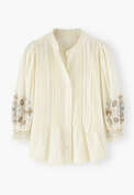 Bluse mit Biesen, Elfenbein, webstill