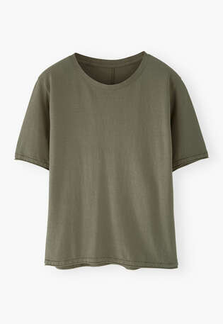 Kastiges T-Shirt, Waldgr&uuml;n, webstill