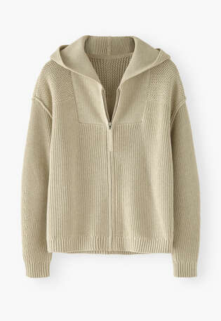 Strick-Hoodie, Zartes Salbei, webstill