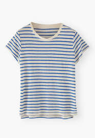 Gestreiftes T-Shirt, Kobalt, webstill