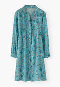 Bedrucktes Hemdblusenkleid, Aqua, webstill