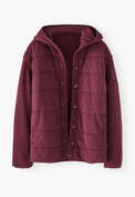 Gesteppte Jacke, Burgunder, webstill