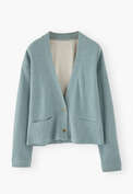 Jersey-Cardigan, Zartes Ozeanblau, webstill