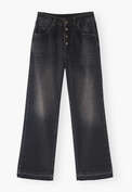 Jeans mit ausgelassenem Saum, Gewaschenes Schwarz, webstill