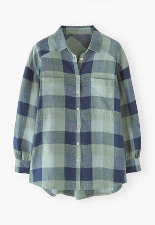 Oversize-Hemd mit Vichy-Karo, Salbei/Navy, webstill