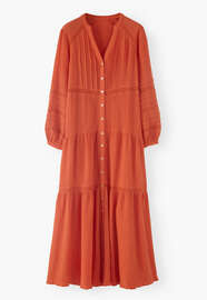 Maxikleid, Lebhaftes Orange, webstill