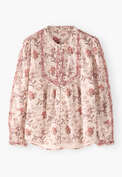 Bestickte Bluse mit Print, Rouge, webstill