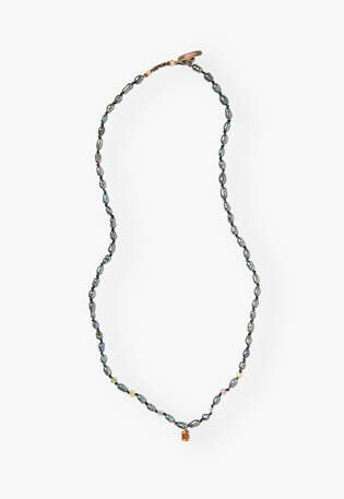 Perlenkette, Schwarzes Perlmutt, webstill