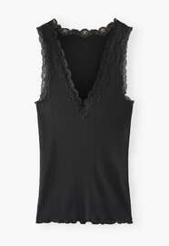 Jersey-Tr&auml;ger-Top mit Spitze, Schwarz, webstill