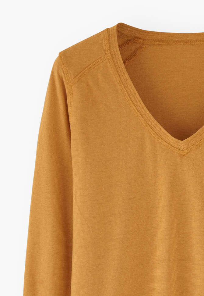 Oberteil mit V-Ausschnitt, Goldener Honig, completeTheLook