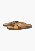 Slipper mit &uuml;berkreuzter Front, Senfgelb, webstill