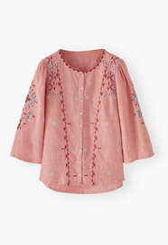 Bestickte Bluse, Rosa/Rouge, webstill