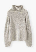 Strickpullover, Grau meliert, webstill