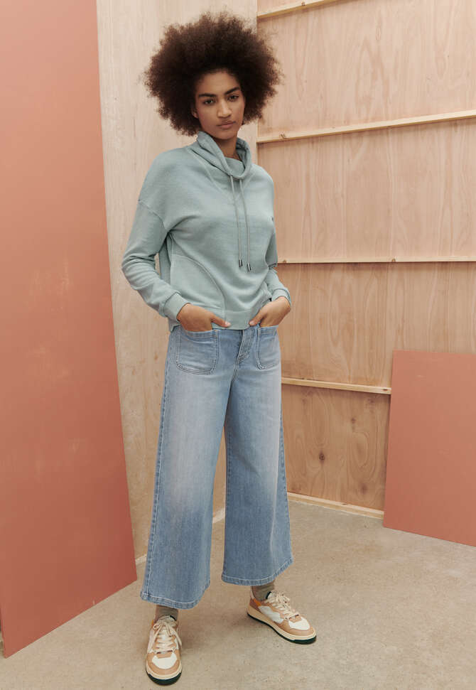 K&uuml;rzere Jeans mit weitem Bein, Blasses Vintage, completeTheLook