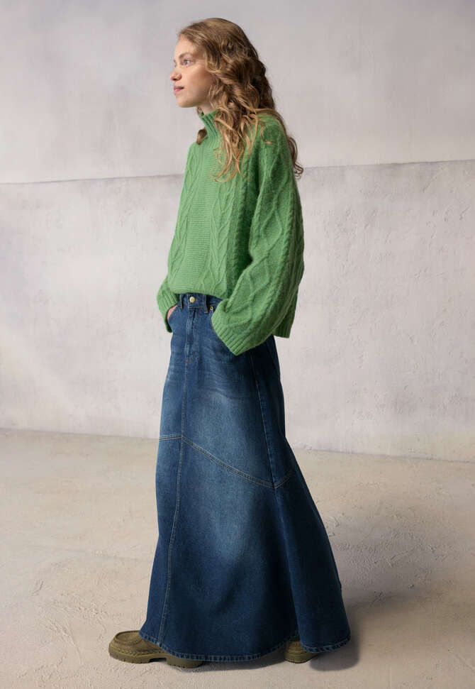 Zopfmuster-Pullover, Gr&uuml;n, completeTheLook