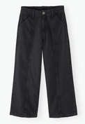 Hose mit weitem Bein, Schwarz, webstill