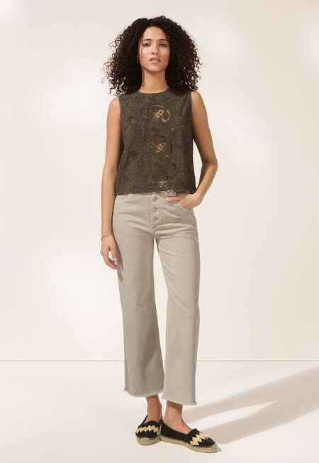 Jeans mit geradem Bein und ausgelassenem Saum, Rauchgrau, completeTheLook
