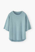 Loopback-T-Shirt, Blasses Himmelblau, webstill