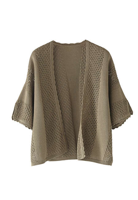 Geh&auml;kelter Cardigan, Blasses Farngr&uuml;n, completeTheLook