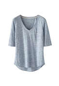 T-Shirt mit V-Ausschnitt, Chambray meliert, webstill