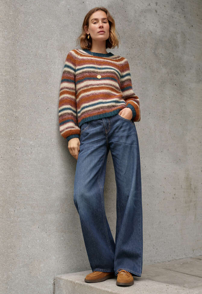Pullover mit umgekehrten Streifen, Sonnenuntergang, completeTheLook