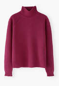Gerippter Rollkragenpullover, Magenta, webstill