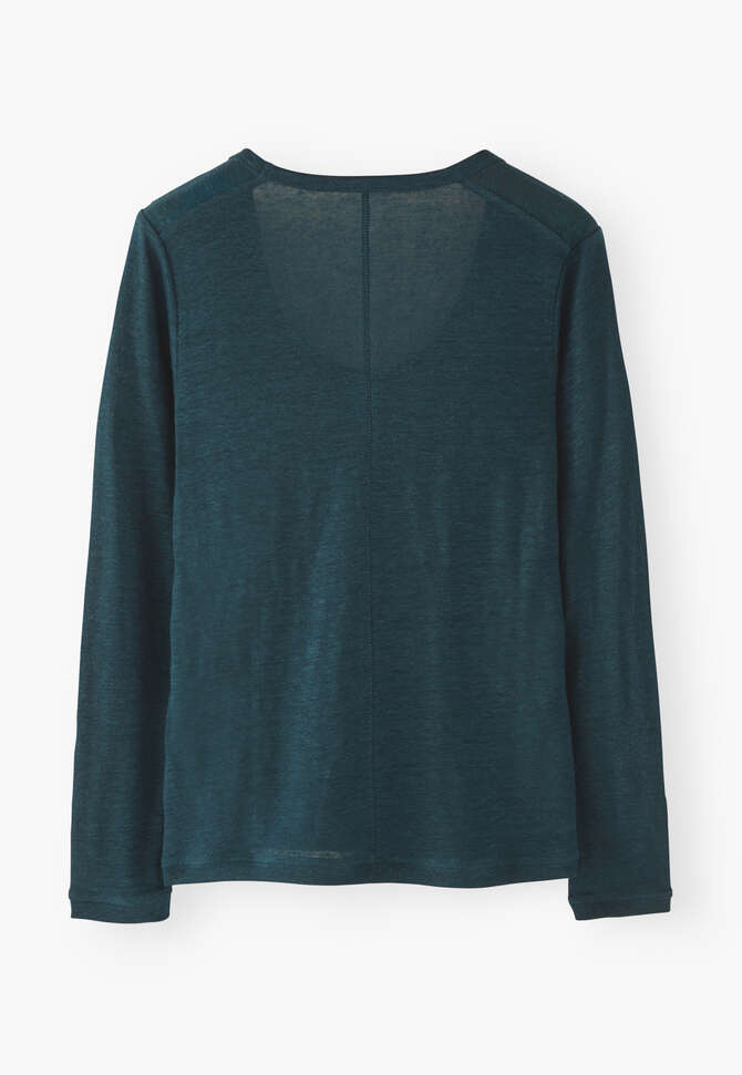Lang&auml;rmeliges Rundhals-Top, Dunkles Petrol, completeTheLook