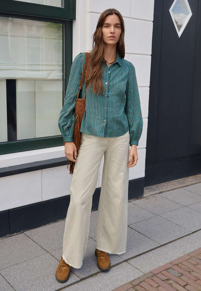 Gestreifte Bluse, Aquamarin, completeTheLook