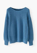 Gerippter Pullover, Azurblau, webstill