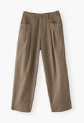 K&uuml;rzer geschnittene Hose, Gewaschenes Khaki, webstill