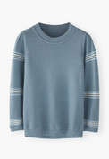 Streifenpullover, Zartes Denimblau, webstill
