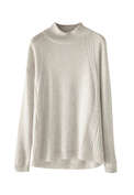 Kaschmirpullover mit hohem Kragen, Perlgrau, webstill