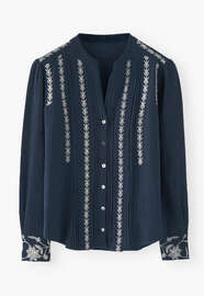 Bestickte Bluse, Tinte, webstill