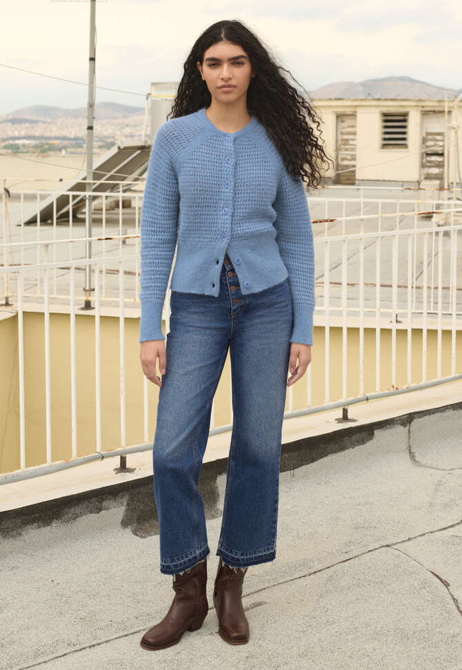 Durchgekn&ouml;pfter Cardigan, Himmelblau, completeTheLook