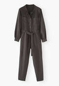 Jumpsuit, Kohlschwarz, webstill