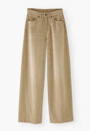Mittelhoch taillierte Jeans mit weitem Bein, Blasses Grau, webstill