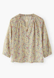 Bedruckte Bluse, Zitrone/Magenta, webstill