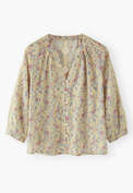 Bedruckte Bluse, Zitrone/Magenta, webstill